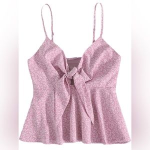 Light Pink Flowy Tank Top with Floral Design